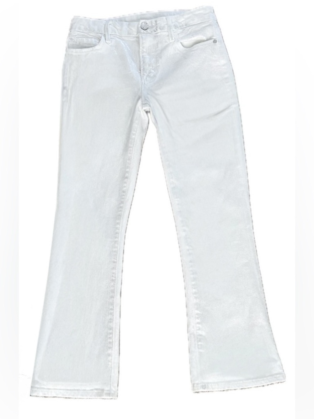 FRAME Le Crop Mini Boot Holiday Jeans Chrome Blanc Sparkle Iridescent | 25